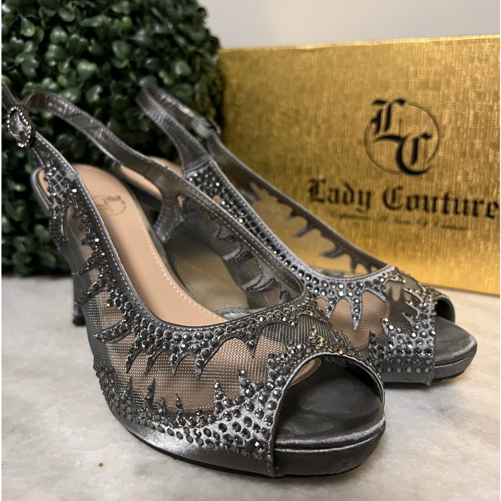 Lady Couture Pewter Stoned Shoe